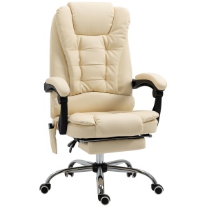 Fotoliu pentru Masaj Pivotant si Ergonomic cu Inaltime Reglabila cu 6 Puncte de Vibratie, 65x160x104 cm, Crem - Img 9