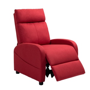Fotoliu Rabatabil Manual cu Suport pentru Picioare din Material Textil cu Efect de In, 69x85x100 cm, Roșu Vin - Img 1