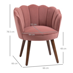 Fotoliu Scoica 66×66×78.5 cm – Catifea Roz cu Picioare Lemn - Img 3