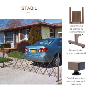 Gard de Grădină cu Lățime Reglabilă, Gard de Grădină Multifuncțional din Metal și Aluminiu, 300x31x103,5 cm, Maro Închis - Img 6