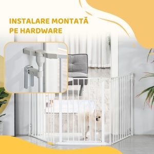 Gard Pliabil și Modular pentru Câini cu 3 Panouri Alb - Img 9
