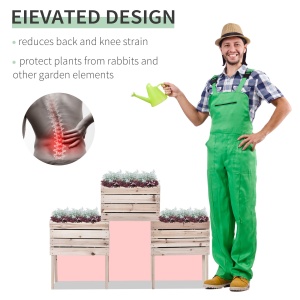 Ghiveci de Gradina Ridicat cu 4 Ghiveci pentru Plante de 50x30x60cm din Lemn - Img 6