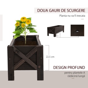 ghiveci din lemn pentru plante, 100x36.5x36 cm, maro - Img 6