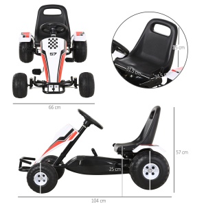 Gokart cu pedale pentru copii 3-6 ani scaun reglabil din metal plastic - Img 3