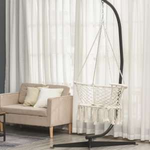 Hamac de gradina Boho Chic Scaun Suspendat pentru Interior si Exterior Crem - Img 2