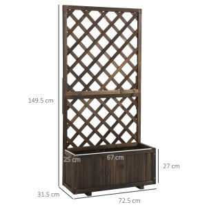 Jardinieră de Exterior cu Spalier, Grilaj pentru Plante Cățărătoare și Ghiveci, 72.5x31.5x149.5 cm, Lemn Natural - Img 3
