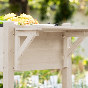 Jardiniera din lemn pentru gradina, 123x54x74cm, maro - Img 8