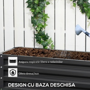 Jardiniera pentru Plan de Cultivare inaltat pe 2 Niveluri din Otel, Jardiniera Supraetajata cu Parte Inferioara Deschisa - Img 5