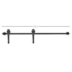 Kit pentru Usa Glisanta Greutate 100kg, Sina pentru Usa Glisanta cu Roti Stil Rustic, Negru - Img 3
