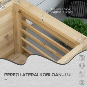 Ladă de Depozitare Exterior din Lemn cu Capac din Metal Galvanizat și Design cu Șipci 110x50x50 cm Culoare Naturală - Img 7