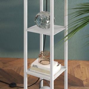 Lampa de Podea cu 3 Polite Integrate Cuplare E27 Putere 40W Alb - Img 8