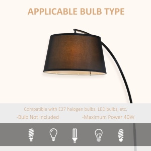 Lampa de Podea tip Arc cu Abajur din Tesatura Comutator cu Pedala Negru - Img 6