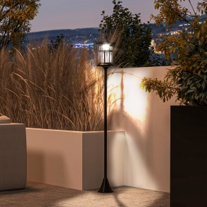 Lampă Solară, Lumină Stradală în Aer Liber, Impermeabil pentru Terasă, Grădină, Curte, Cale, 23.5x23.5x184 cm, Alb - Img 2