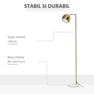 Lampadar Vintage – Abajur Reglabil, E27, Finisaj Auriu - Img 5