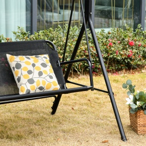 Leagan de Gradina cu 3 Locuri cu Acoperis Parasolar Reglabil Negru 172x110x155cm - Img 8