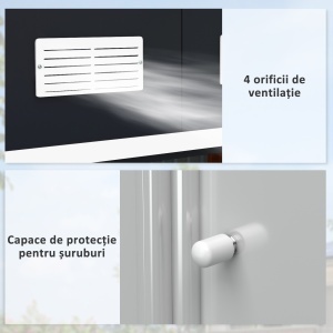Magazie de Depozitare de 11 x 9 din Metal pentru Unelte de Gradina cu Usi Glisante Duble si 4 Orificii de Aerisire - Img 8