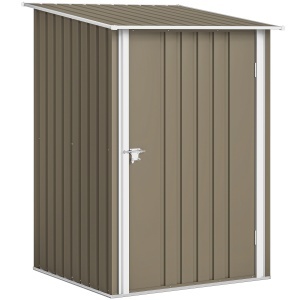 Magazie de Grădină 0,92m² din Oțel Galvanizat, Depozit pentru Unelte cu Ușă Blocabilă, Acoperiș Înclinat, 100x104x160 cm, Maro și Alb