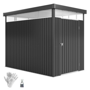 Magazie de Grădină cu Luminator Superior din Acril și Orificii de Drenaj, 162x259x201 cm, Gri Închis - Img 1