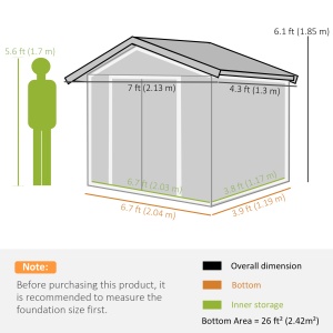 Magazie de grădină metalică 2,77 m², 213 x 130 x 185 cm cu fundație, uși culisante, gri închis - Img 3