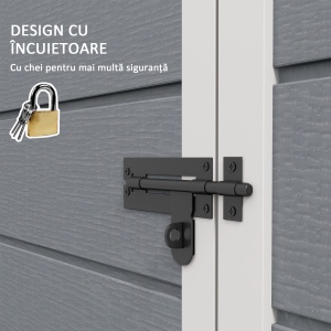Magazie pentru Gradina 1.5 x 1 m, Magazie pentru Scule cu Usa care se Incuie, Fereastra si Ventilatie, Gri - Img 7
