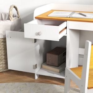 Masa de birou pentru copii cu scaun birou de scoala pentru copii din lemn sertar scaun asortat alb pentru scoala mobilier camera copilului birou pentru copii mici - Img 9