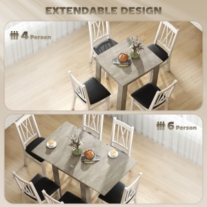 Masă de Dining Extensibilă pentru 4-6 Persoane din Lemn și Oțel, 140x80x77.5 cm, Gri - Img 4