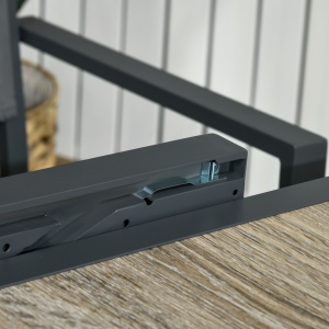 Masă de Grădină Extensibilă 80/160x80x75 cm, Masă de Dining pentru 6 Persoane Dreptunghiulară din Aluminiu cu Blat din Plastic, pentru Terasă, Balcon și Exterior, Bej - Img 8