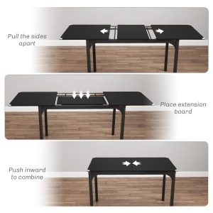 Masa de Gradina Extensibila pentru 4-6 Persoane, cu Picioare din Otel, 160x70x75 cm, Negru - Img 5