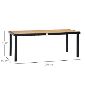 Masa de gradina pentru 8 Persoane din Aluminiu, Masa de Exterior din Plastic pentru Terasa si Balcon, Negru si Culoare Lemn - Img 3