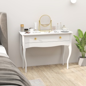 Masă de Toaletă Elegantă cu Sertar Spațios din Lemn Alb 100x40x74 cm - Img 7