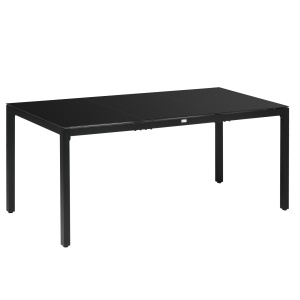 Masa pentru exterior cu 8 locuri, Masa dreptunghiulara din aluminiu pentru gradina, cu blat din sticla securizata, negru - Img 1