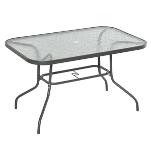 Masa pentru Gradina din Metal si Sticla cu Orificiu pentru Umbrela120x80x70cm - Img 1