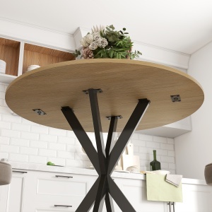 Masă Rotundă de Dining Industrială 80cm - Stejar Alb - Img 9