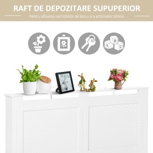 Masca Calorifer Lemn Alb – 151,5×82×19 cm cu Grilaj Elegant - Img 5