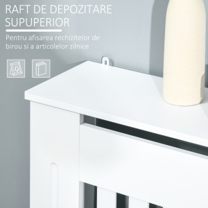 Mască pentru Calorifer din Lemn cu Lamele Verticale și Raft Superior, 78x19x81 cm, Alb - Img 7