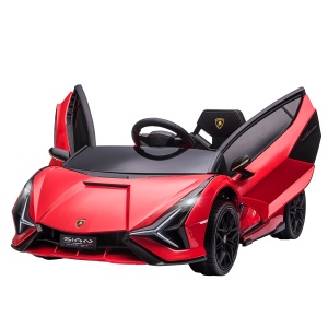 Masina Electrica Lamborghini Rosie pentru Copii 12V cu telecomanda, viteza 3-8km/h - Img 1
