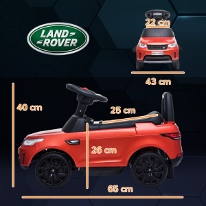 Mașinuță Electrică pentru Copii 18 Luni-5 Ani cu Licență Land Rover cu Muzică, USB și MP, 65x43x40 cm, Roșu - Img 3