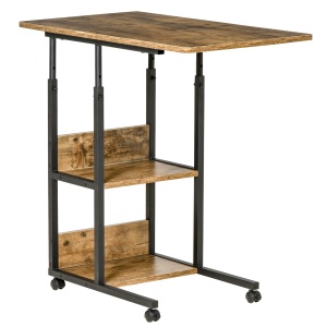 Masuta de Sufragerie, Noptiera cu Design Reglabil in Inaltime, Maro stil Rustic - Img 1