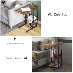 Masuta de Sufragerie, Noptiera cu Design Reglabil in Inaltime, Maro stil Rustic - Img 6