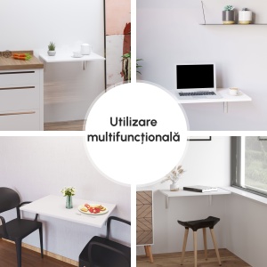 Masuta Perete Rabatabila – MDF & Metal, Ideala pentru Spatii Mici - Img 5