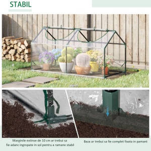 Mini Sera de Gradina cu 2 Ferestre Rulou si Copertina PVC Anti-UV, 120x60x60cm, Transparenta - Img 5