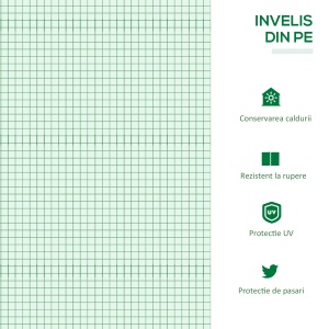 Mini seră de grădină, Seră compactă cu 3 ferestre rulou, protecție PE Anti‑UV și cadru din oțel, pentru plante, legume și fructe, 180×60×60 cm - Img 4