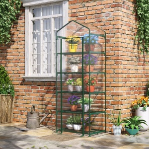 Mini Sera pentru Plante cu 5 Etajere din Otel cu Copertina din PVC, 69x49x193cm - Img 2