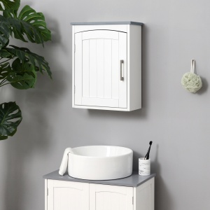 Mobilier Baie de Perete cu Polita Reglabila, 41x18,5x52 cm, Alb si Gri - Img 2