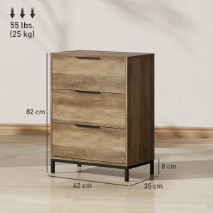 Mobilier Comodă cu 3 Sertare din PAL și Metal Maro Închis - Img 3