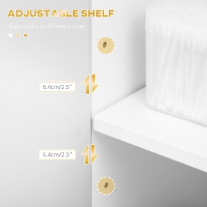 Mobilier de baie cu dulap si sertar, mobilier de baie modern cu etajera reglabila, 60x30x120cm, alb - Img 5