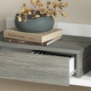 Mobilier Hol 2‑in‑1 cu Oglinda si Sertar 75x35x75 cm – Gri - Img 9