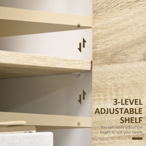 Mobilier multifunctional cu 2 usi de presiune si rafturi reglabile, dulap de living si dormitor din lemn, 80x40x70cm, alb si stejar - Img 6