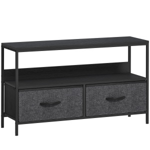 Mobilier pentru Televizor de 47" cu Sertare Pliabile din Material Textil și Raft, 98x29x56 cm, Negru - Img 1
