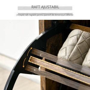 Mobilier Suport pentru Pantofi 3 Usi cu Polite Reglabile pentru 12-18 Pantofi Maro - Img 7